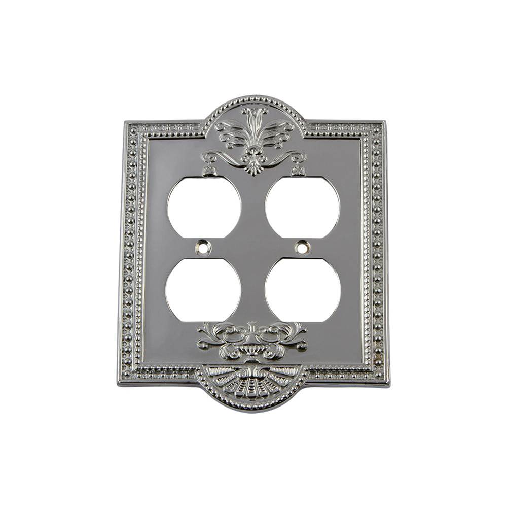 Nostalgic Warehouse Nostalgic Warehouse Meadows Switch Plate with Double Outlet in Bright Chrome