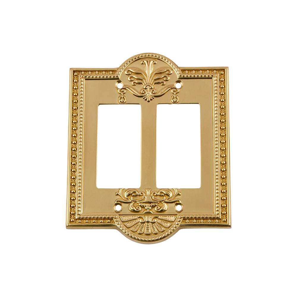 Nostalgic Warehouse Nostalgic Warehouse Meadows Switch Plate with Double Rocker in Polished Brass