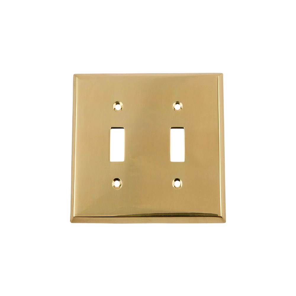 Nostalgic Warehouse Nostalgic Warehouse New York Switch Plate with Double Toggle in Unlacquered Brass