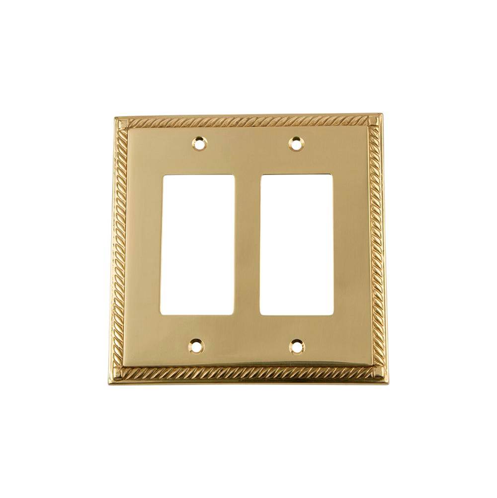 Nostalgic Warehouse Nostalgic Warehouse Rope Switch Plate with Double Rocker in Unlacquered Brass