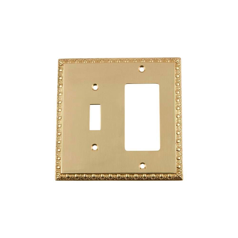 Nostalgic Warehouse Nostalgic Warehouse Egg & Dart Switch Plate with Toggle and Rocker in Unlacquered Brass