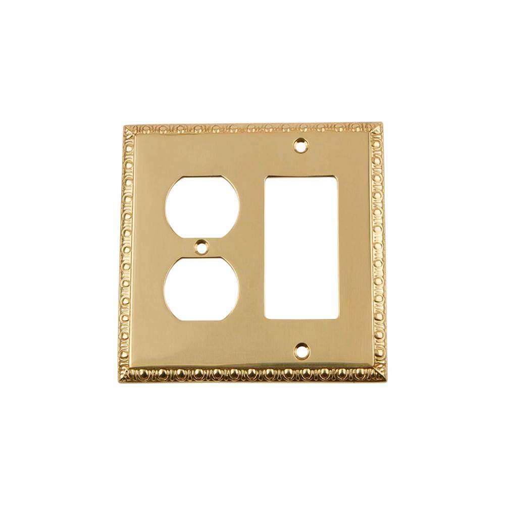 Nostalgic Warehouse Nostalgic Warehouse Egg & Dart Switch Plate with Rocker and Outlet in Unlacquered Brass