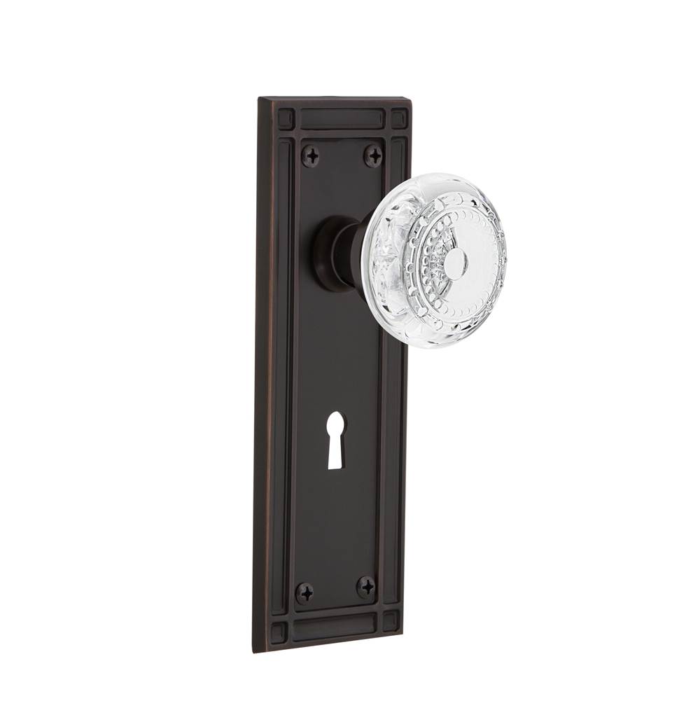 Nostalgic Warehouse Nostalgic Warehouse Mission Plate Privacy with Keyhole Crystal Meadows Knob in Timeless Bronze