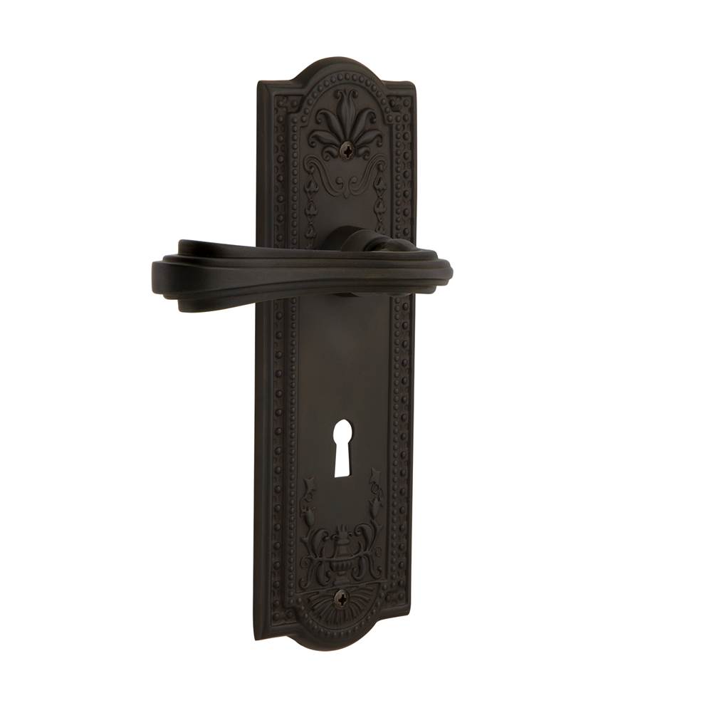 Nostalgic Warehouse Nostalgic Warehouse Meadows Plate Single Dummy with Keyhole Fleur Lever in Oil-Rubbed Bronze