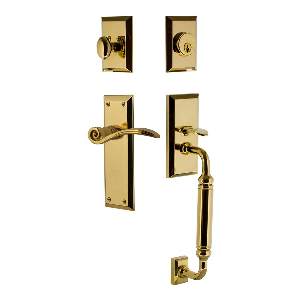 Nostalgic Warehouse Nostalgic Warehouse New York Plate C Grip Entry Set Swan Lever in Lifetime Brass