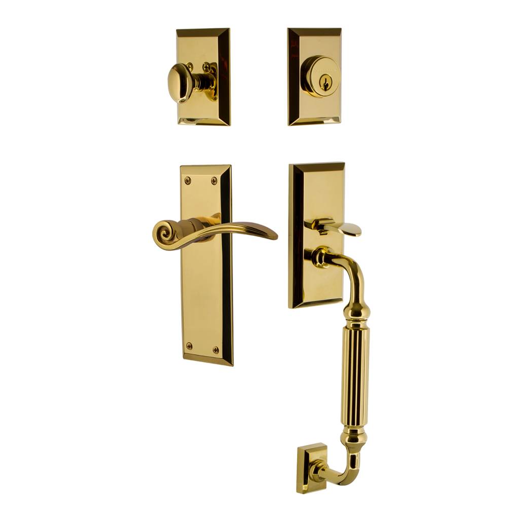 Nostalgic Warehouse Nostalgic Warehouse New York Plate F Grip Entry Set Swan Lever in Lifetime Brass
