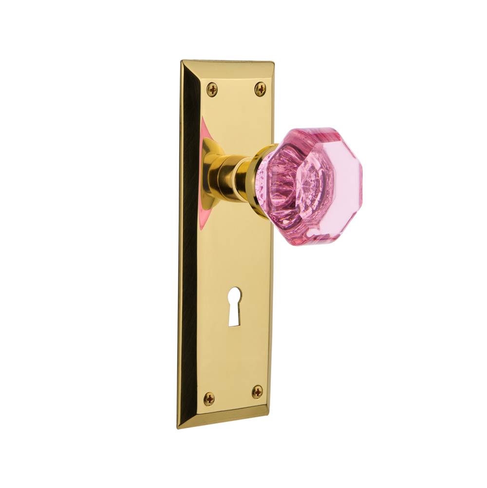Nostalgic Warehouse Nostalgic Warehouse New York Plate with Keyhole Passage Waldorf Pink Door Knob in Polished Brass