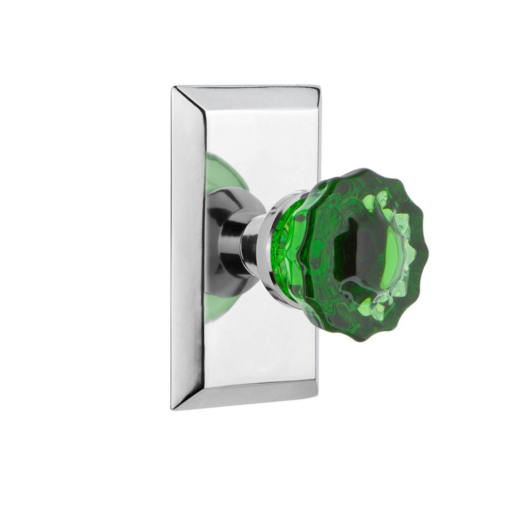 Nostalgic Warehouse Nostalgic Warehouse Studio Plate Privacy Crystal Emerald Glass Door Knob in Bright Chrome