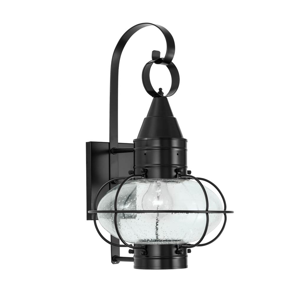 Norwell Classic Onion Outdoor Wall Light - Black with Seeded Glass