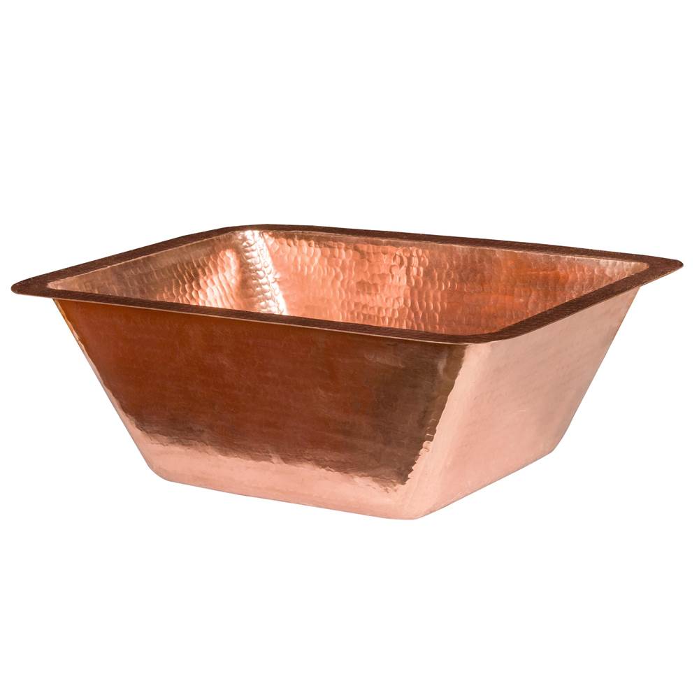 Premier Copper Products 17'' Rectangle Under Counter Hammered Copper Bathroom Sink in Polished Copper