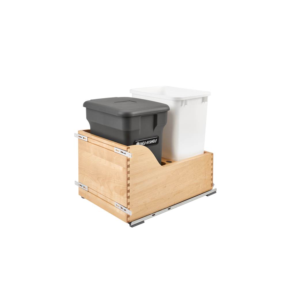 Rev-A-Shelf Wood Pull Out Trash/Waste and Compost Container w/Soft Close