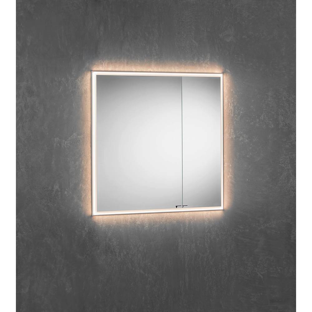 SIDLER® Quadro 2 Offset Mirror Doors (19 5/8'' / 11 3/4'') Built-in GFCI outlet and USB port, Night Light Function W 31 1/2'' / H 36'' / D 4'' 4000K