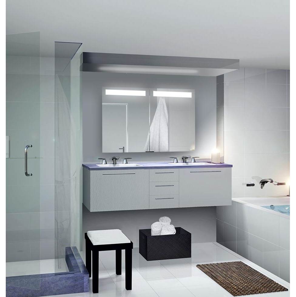 SIDLER® Diamando™ LED Double Mirror Doors with 2 built-in outlets W 31 1/4'' / H 32'' / D 4''