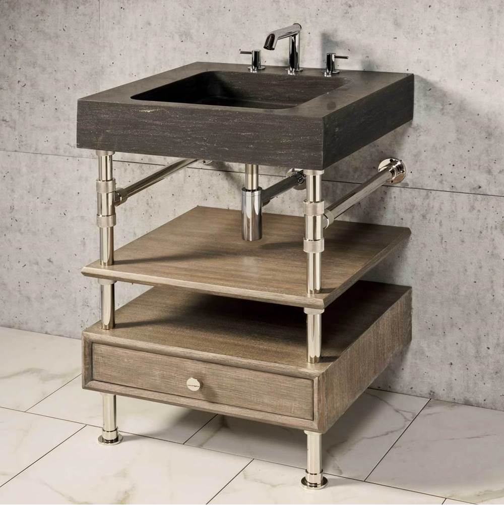 Stone Forest Elemental Console Vanity, 24'' W, With Drawer And Wood Shelf