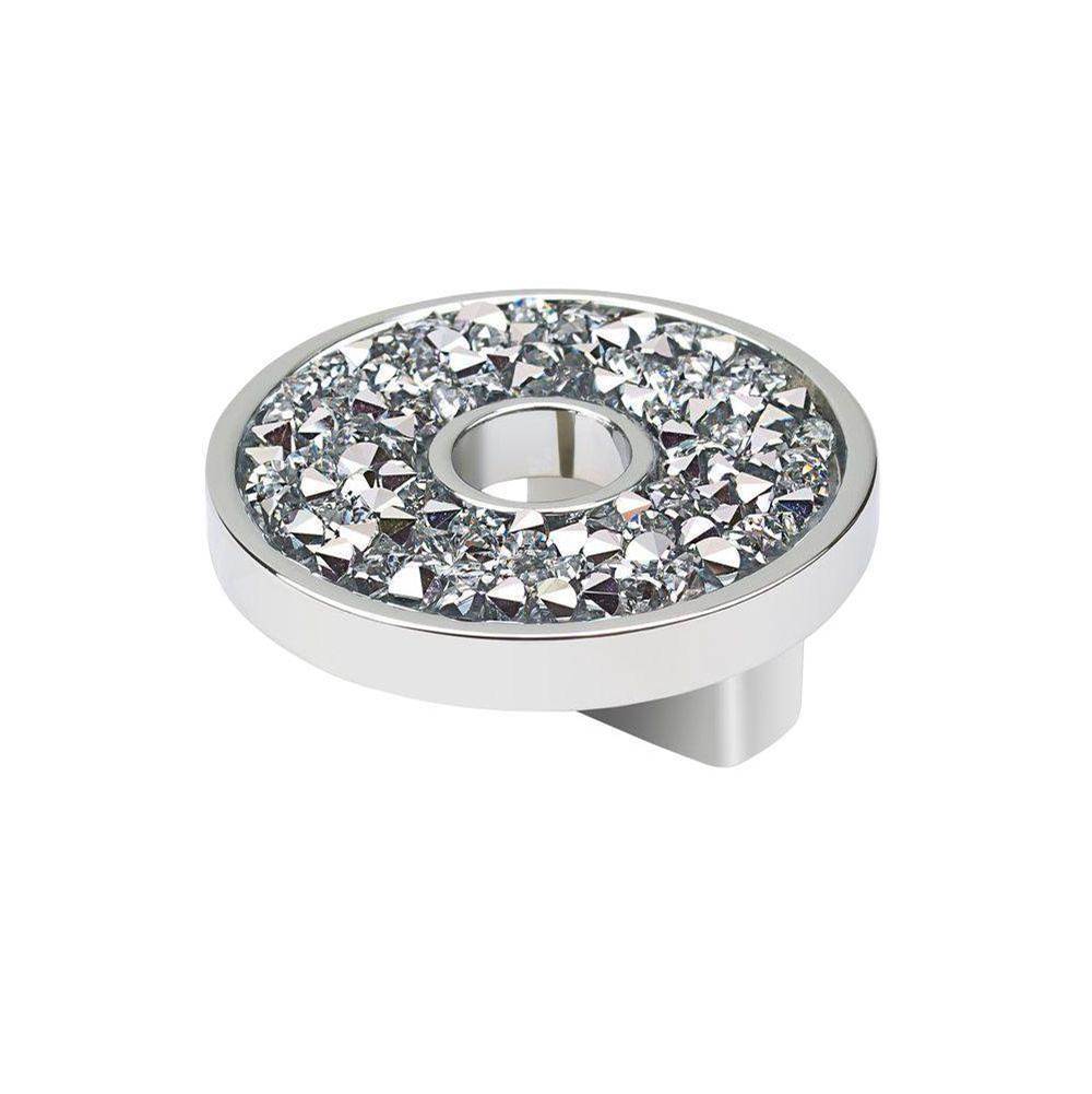 Topex Small Round Knob With Hole, Chrome Swarovski Crystals