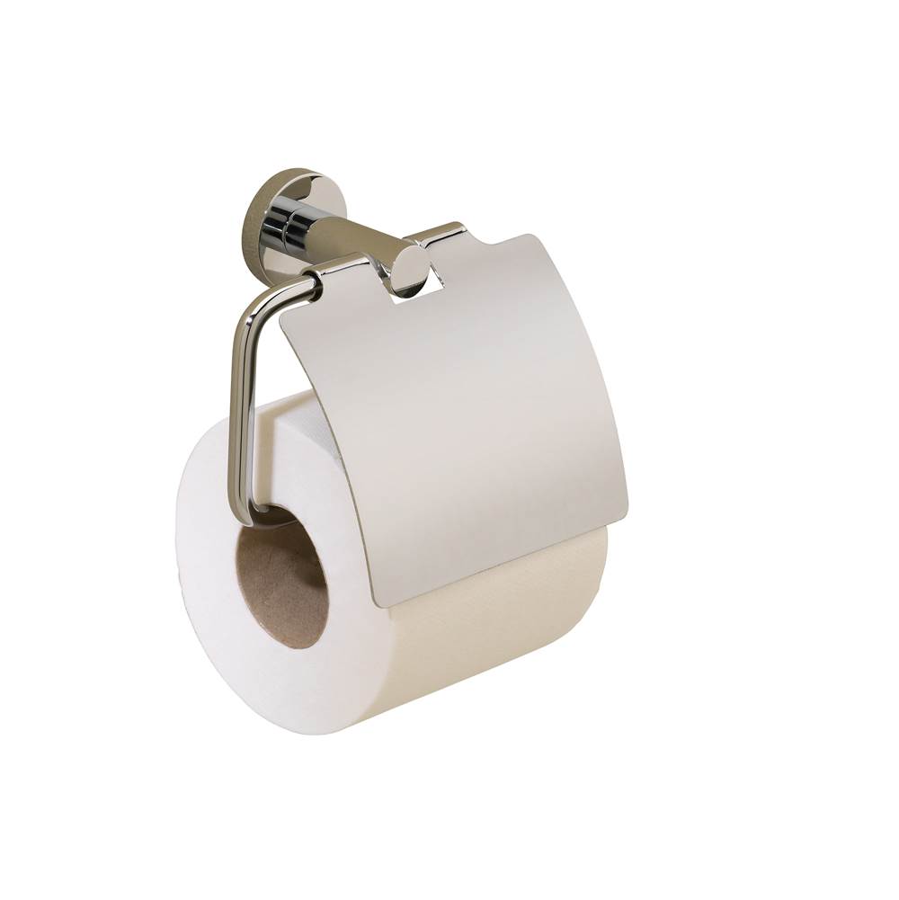 Valsan Porto Matte Black Toilet Roll Holder W/Lid