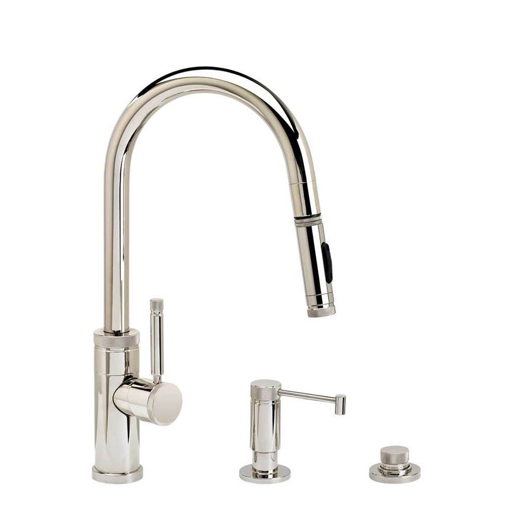 Waterstone Waterstone Industrial Prep Size PLP Pulldown Faucet - Toggle Sprayer - Angled Spout - 3pc. Suite