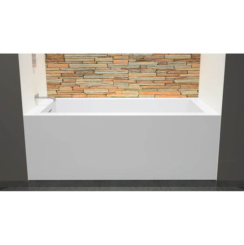 WETSTYLE Cube Bath 60 X 32 X 21 - 2 Walls - L Hand Drain - Built In Nt O/F & Pc Drain - Copper Con - White True High Gloss