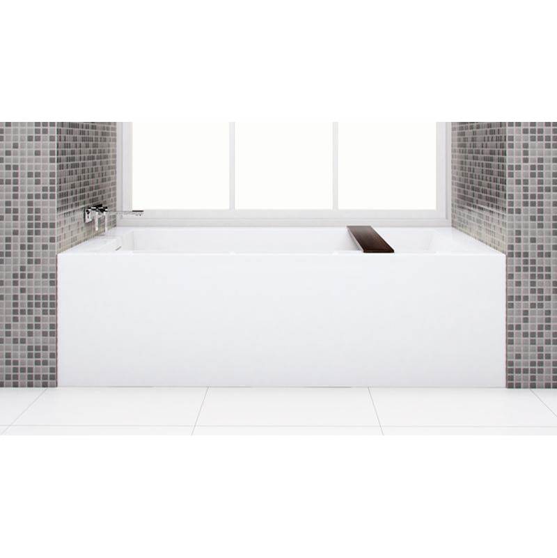 WETSTYLE Cube Bath 66 X 32 X 19.75 - 2 Walls - R Hand Drain - Built In Sb O/F & Drain - White Matt