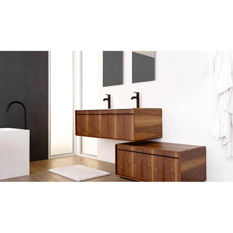 WETSTYLE Deco Vanity Freestanding 30'' - Wl Config Oak Black And White Matte Lacquer - Satin Brass Metal
