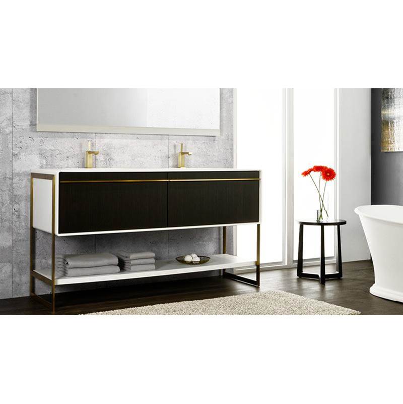 WETSTYLE Deco Vanity Floormount 60'' - Wll Config St.Har.Grey Matte Lacquer And White Matte Lacquer - Satin Brass Metal
