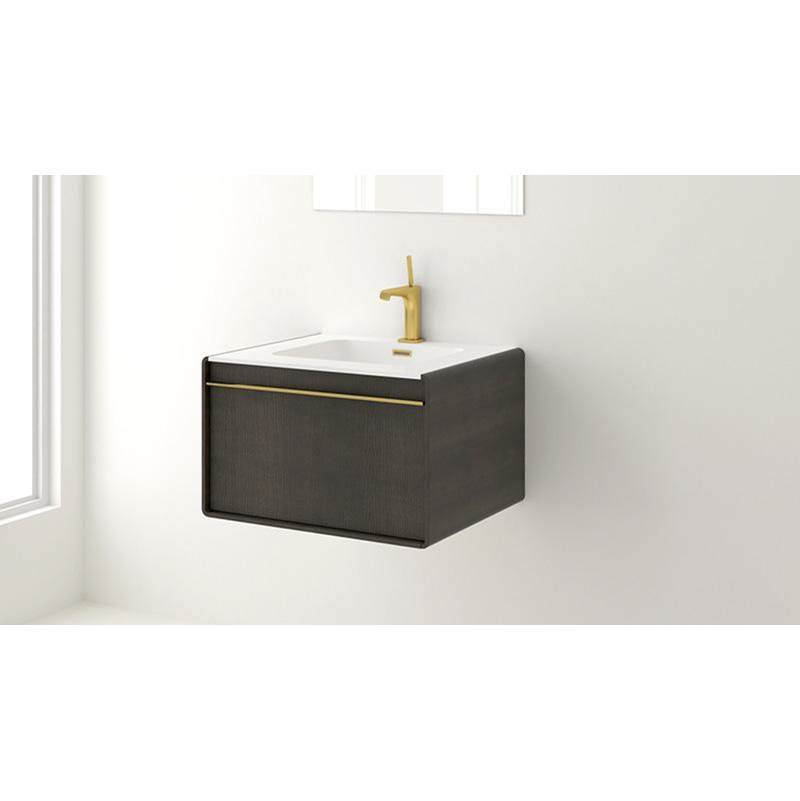 WETSTYLE Deco Vanity Wallmount 30'' - Wl Config Oak Black And White Matte Lacquer - Satin Brass Metal