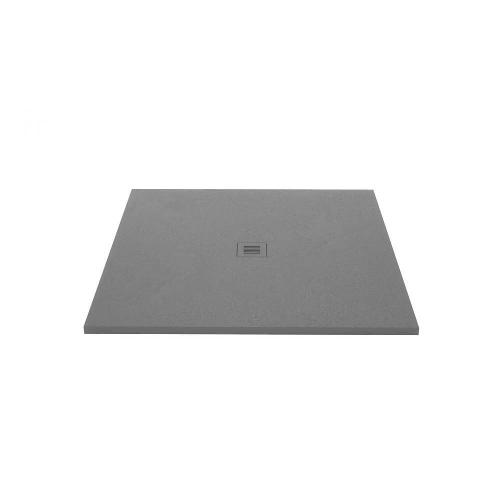WETSTYLE Shower Base - Feel - 48 X 48 - Center Drain - Grey Concrete - 2 Cuts