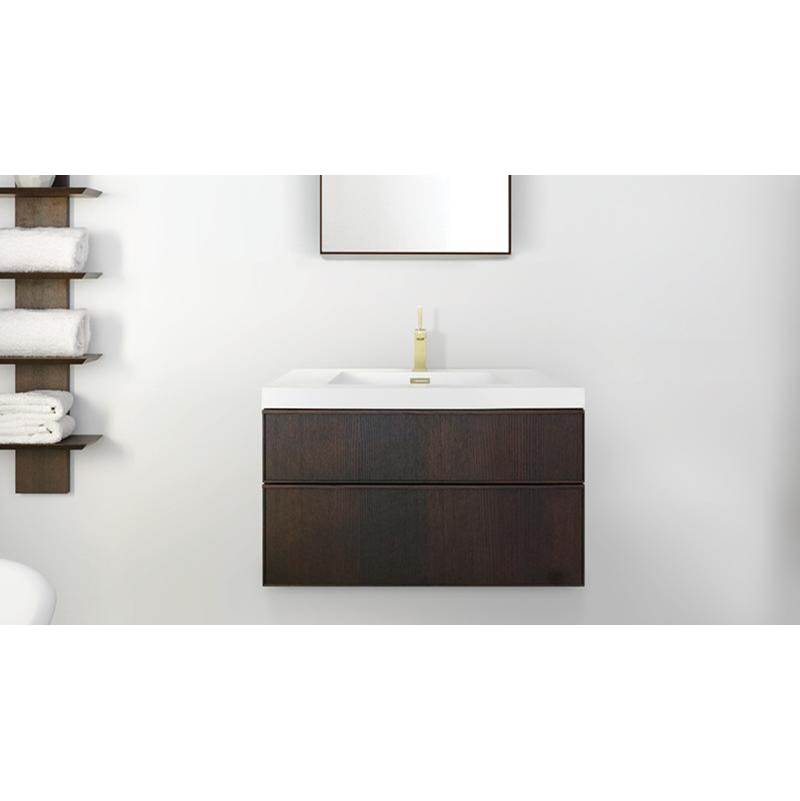 WETSTYLE Furniture Frame Linea Metro Serie - Vanity Wall-Mount 24 X 18 - 2 Drawers, Horse Shoe Drawers - Oak Natural