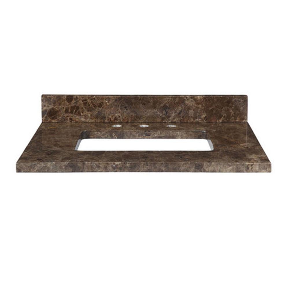 Ryvyr Stone Top - 31-inch for Rectangular Undermount Sink - Dark Emperador Marble