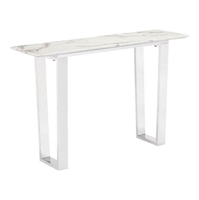 Zuo Atlas Console Table White and Silver