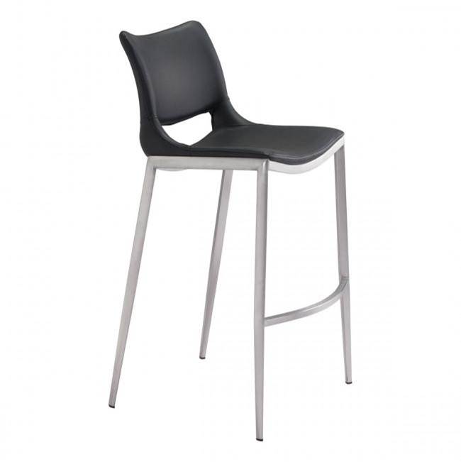 Zuo Ace Bar Chair (Set of 2) Black and Silver