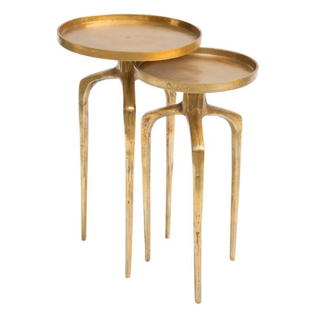Zuo Set of 2 Como Accent Tables Antique Gold