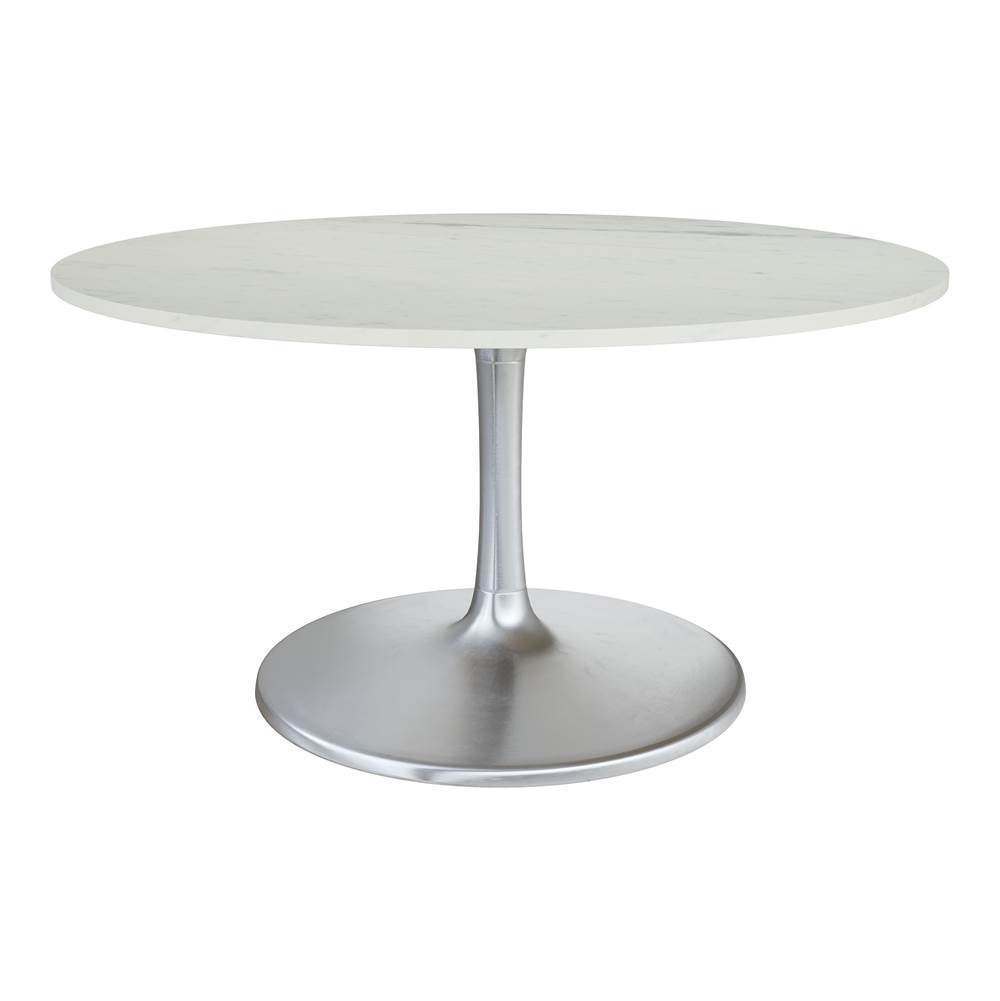 Zuo Gotham Dining Table 60'' White and Silver