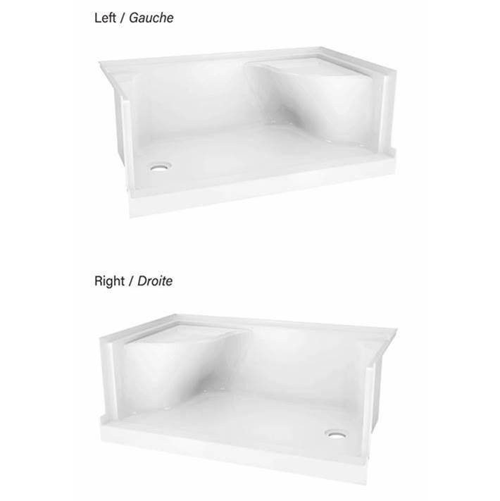 Acryline Shower base with moulded seat alcove 60'' x 32'' drain left