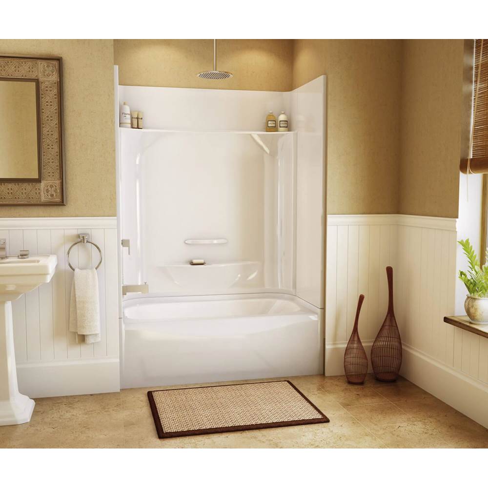 Aker KDTS 2954 AcrylX Alcove Left-Hand Drain Four-Piece Tub Shower in Sterling Silver