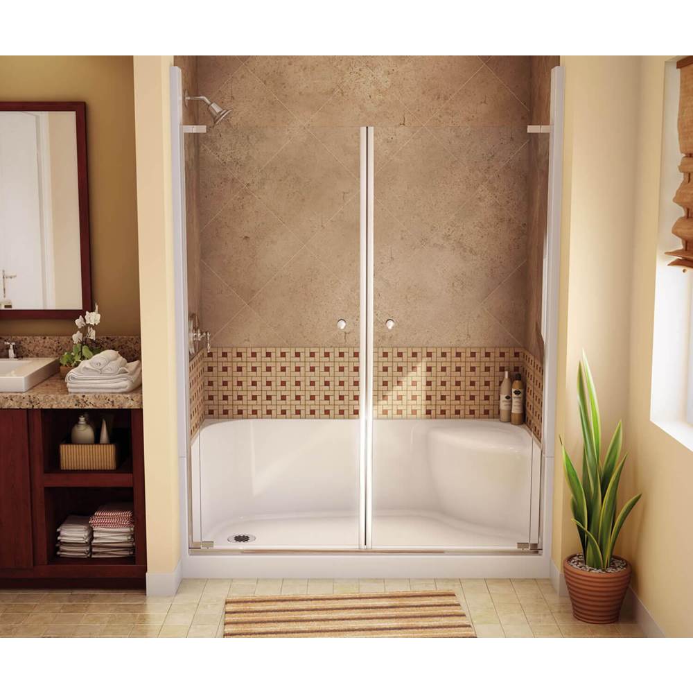 Aker SPS 3460 AcrylX Alcove Right-Hand Drain Shower Base in Sterling Silver