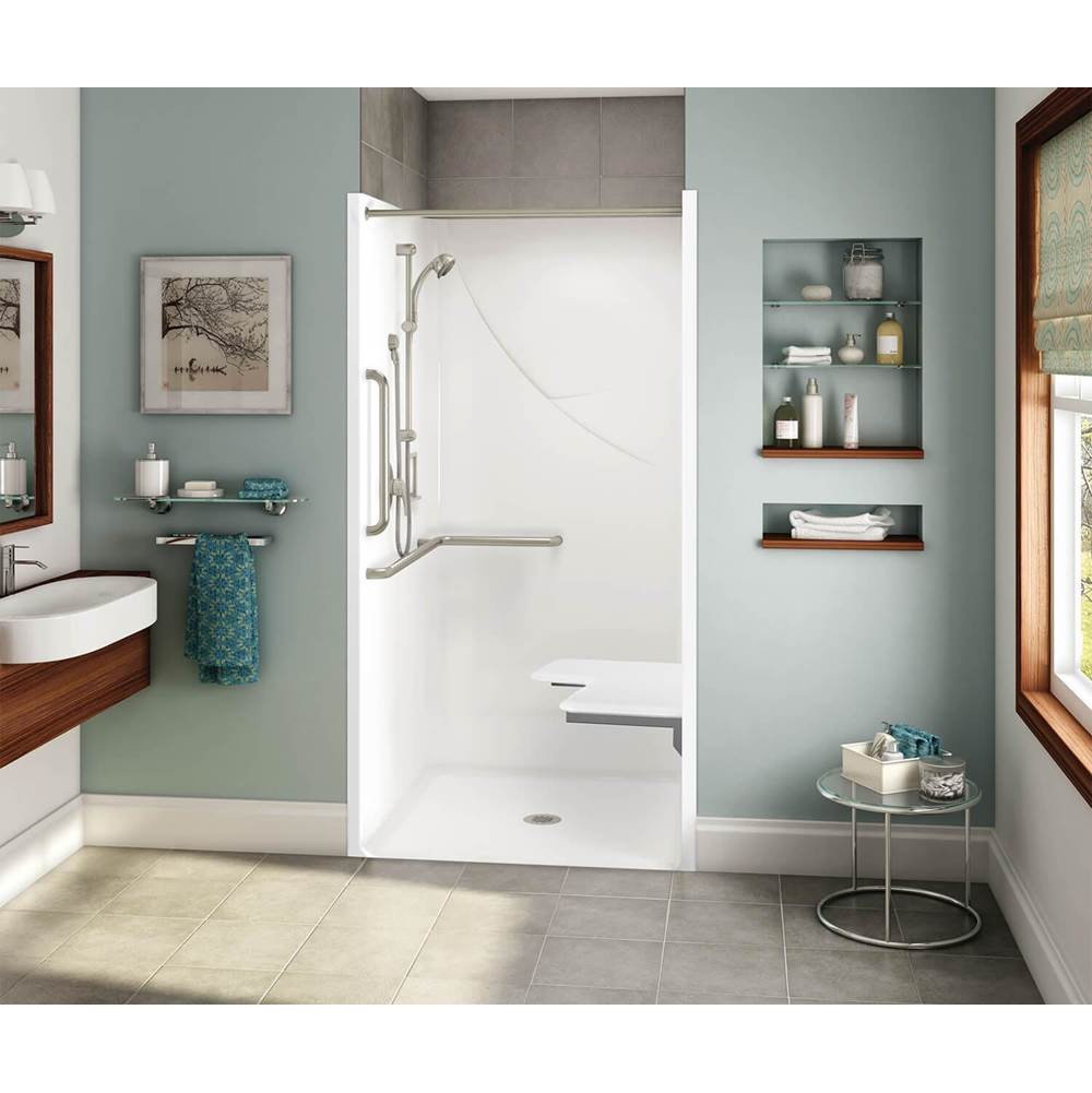 Aker OPS-3636-RS RRF AcrylX Alcove Center Drain One-Piece Shower in Thunder Grey - ANSI Compliant