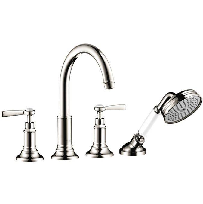 Axor Montreux 4-Hole Roman Tub Set Trim with Lever Handles and 1.8 GPM Handshower in Polished Nickel