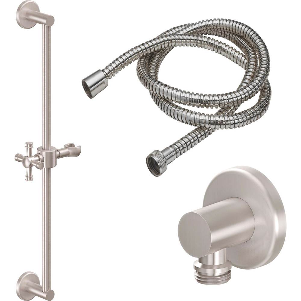 California Faucets Slide Bar Handshower Kit - Smooth Cross Handle with Round Base