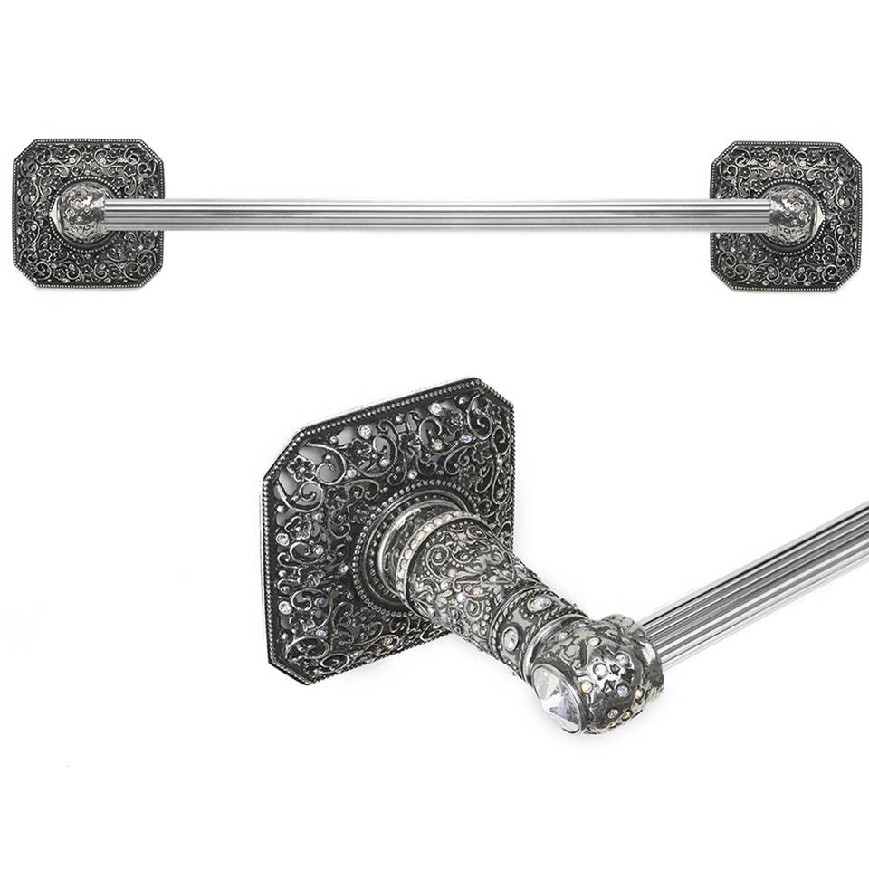 Carpe Diem Hardware Juliane Grace 32'' O.C. (Approximately) Towel Bar With 213 Swarovski Clear and Aurore Boreale Crystals With 5/8'' Reeded Center