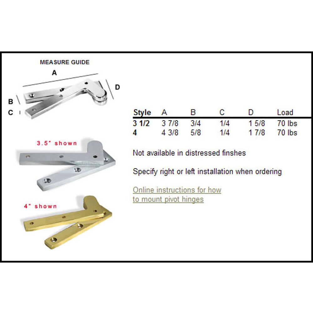 Colonial Bronze Fixed Pin Pivot Hinge Hand Finished in Matte Satin Chrome