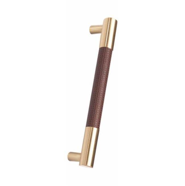 Colonial Bronze Leather Accented Round Appliance Pull, Door Pull, Shower Door Pull, Towel Bar With Straight Posts, Polished Chrome x Woven Fudge Leather