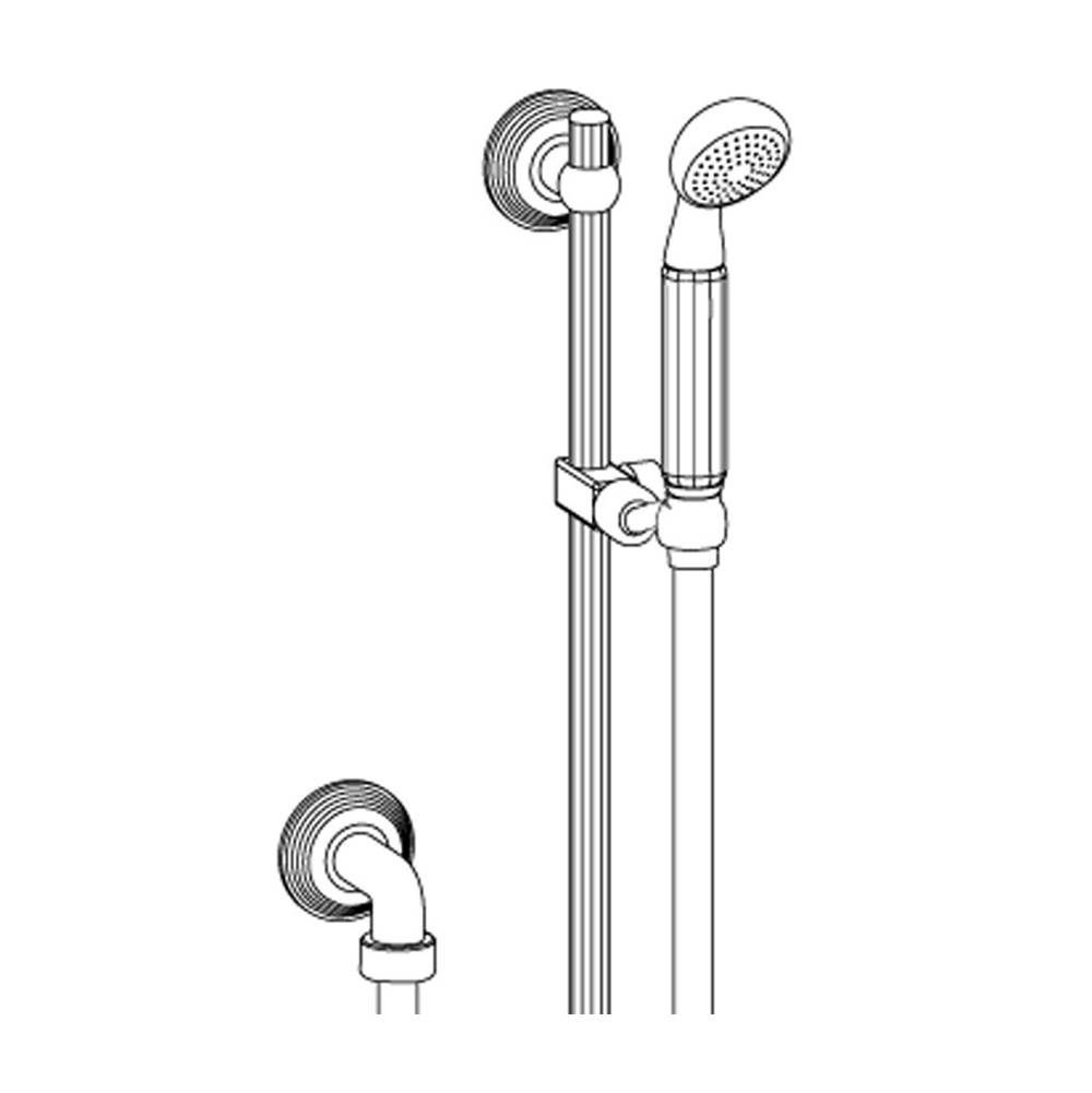 Cristal & Bronze Wall Shower Set On Sliding Bar, With Elbow 1/2'' And Hose 150cm