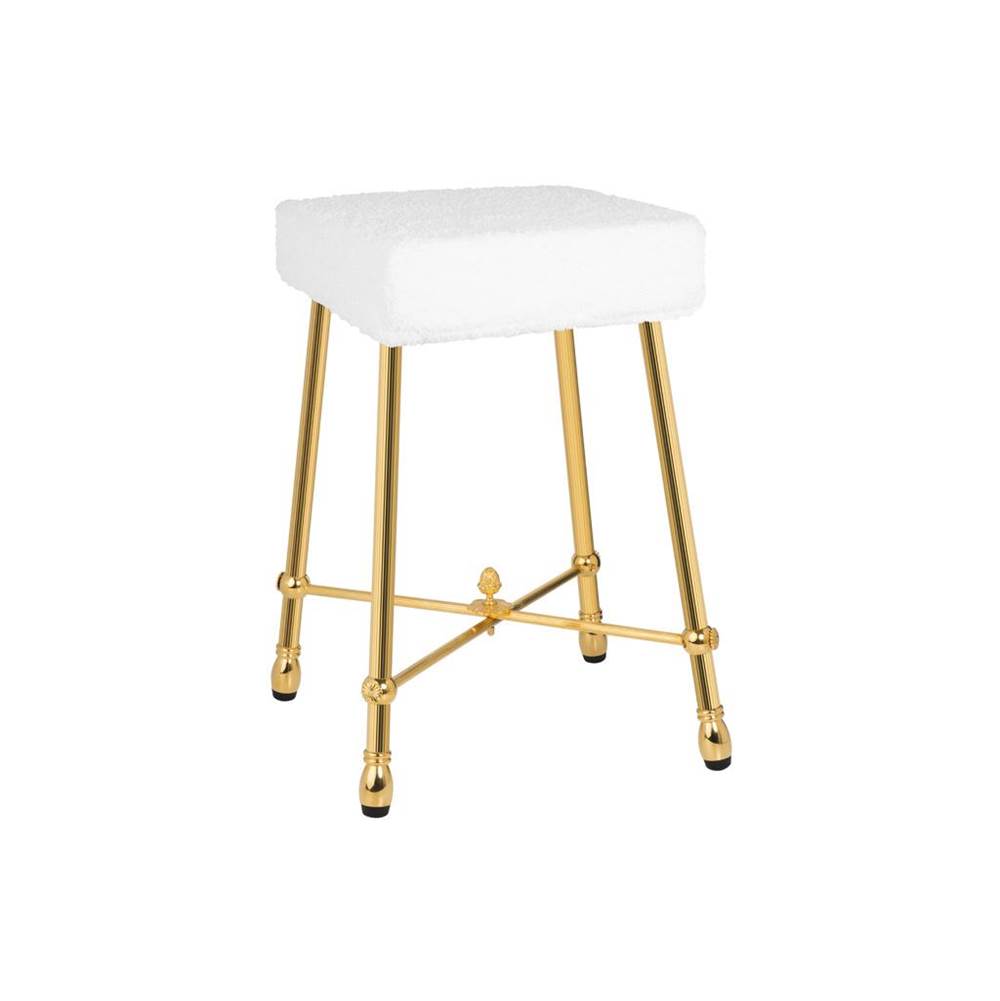 Cristal & Bronze Square Stool, Fluted Legs, H. 47cm (Delivered Without Cover)