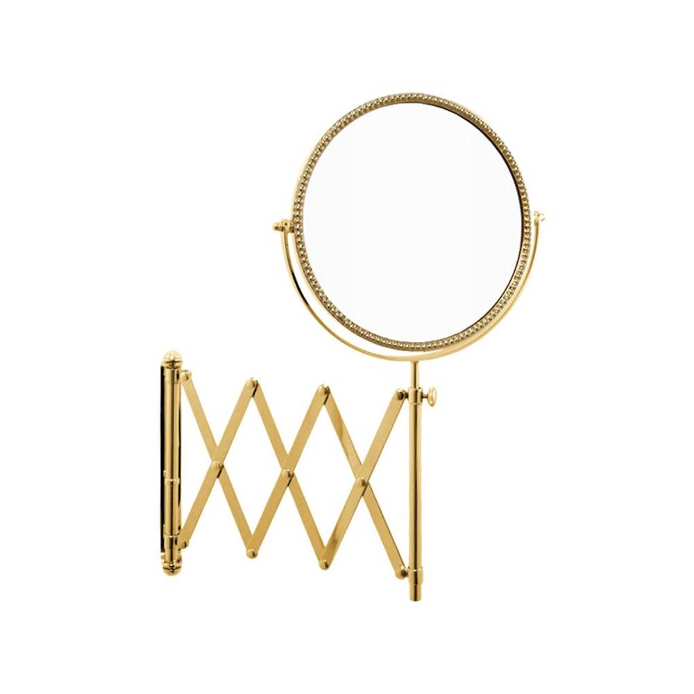 Cristal & Bronze Extentable Mirror, Double Face With One Magnifying Face, Pearl Frame, Ø18cm