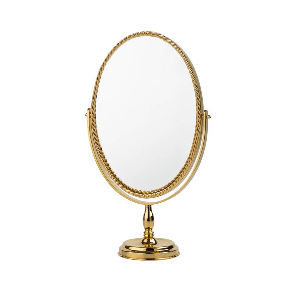 Cristal & Bronze Free-Standing  Swiveling Mirror, One Magnifying Face, Rope Frame, L.22 X H.31cm