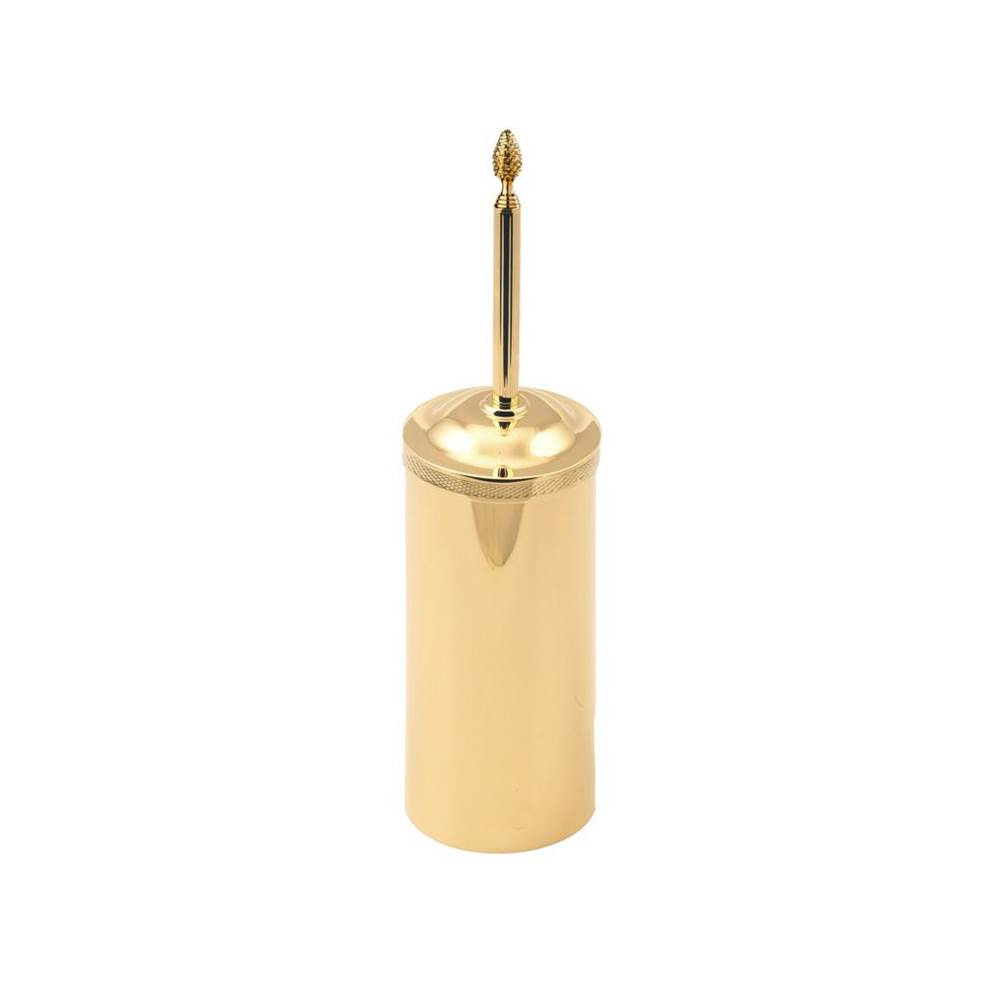 Cristal & Bronze Free-Standing Brush Holder With Cover, Chiseled Edge, Fluted Brush And Pine Knob