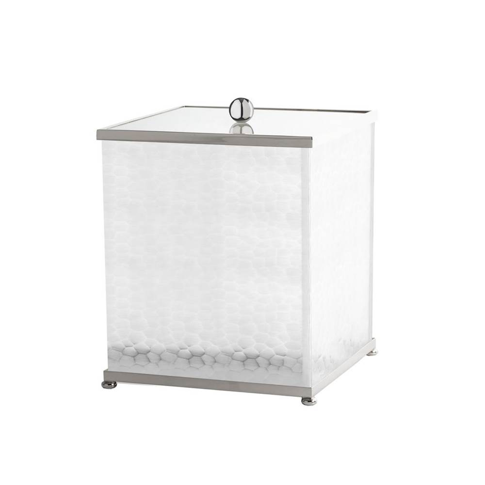 Cristal & Bronze Square Bin With Cover, On Ball Feet, 21X21X26cm. ''Nid D''Abeilles'' Cut Crystal