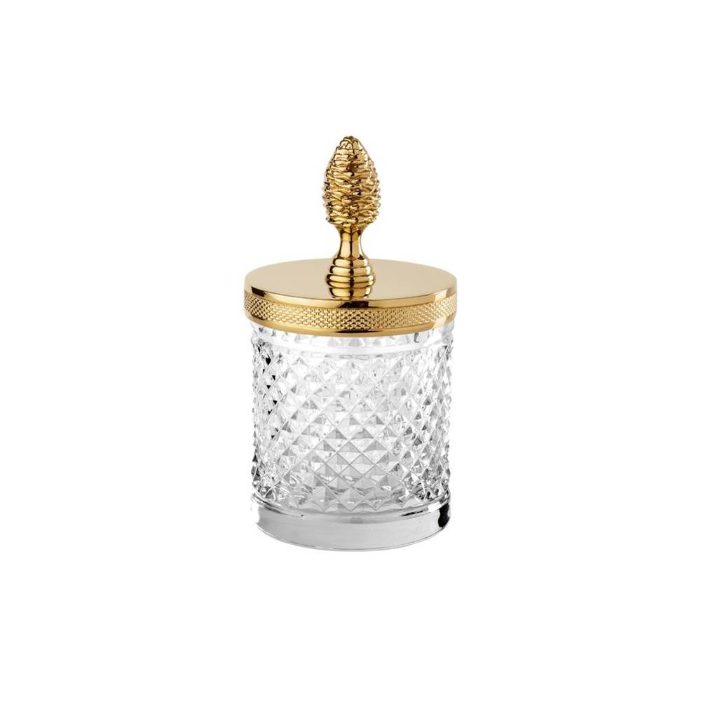 Cristal & Bronze Small Q-Tip Jar, Pine Knob, Ø8cm, H. 15cm