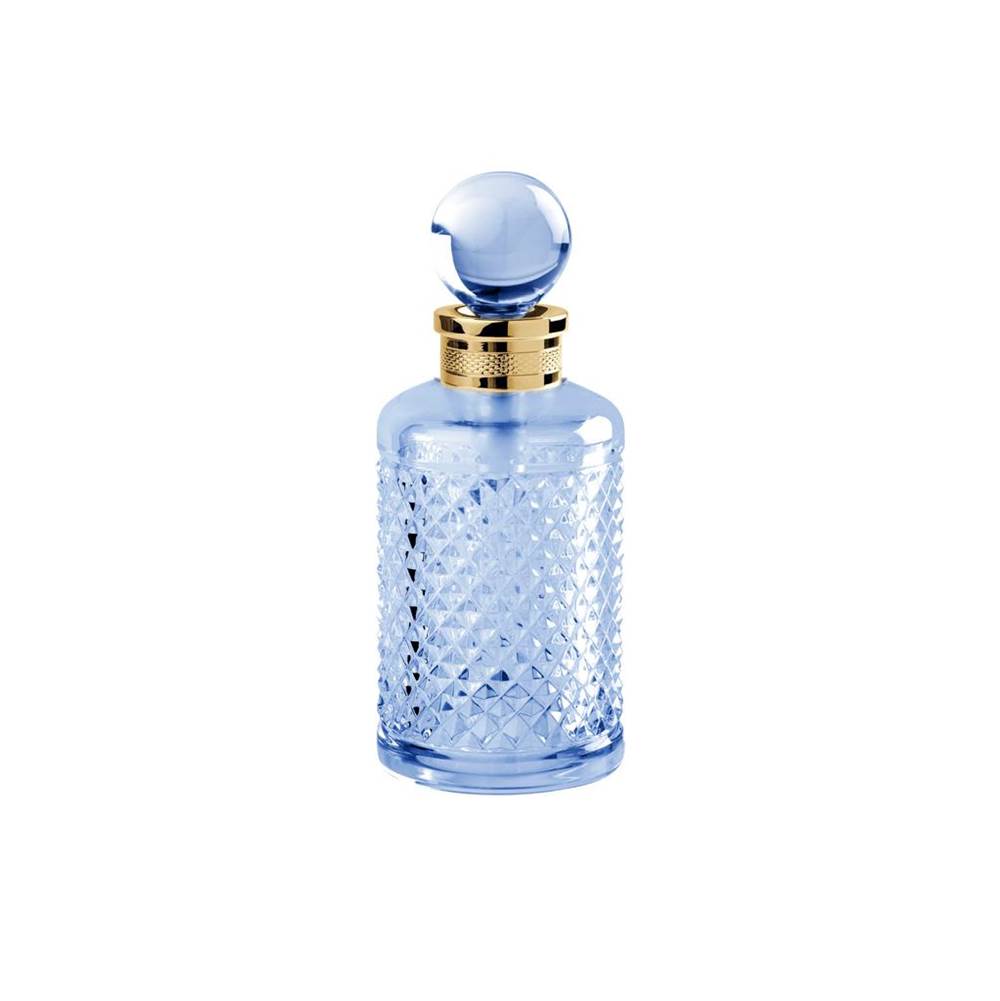 Cristal & Bronze Perfume Bottle, Cont. 360Ml, Ø8cm, H. 19cm, Blue Crystal
